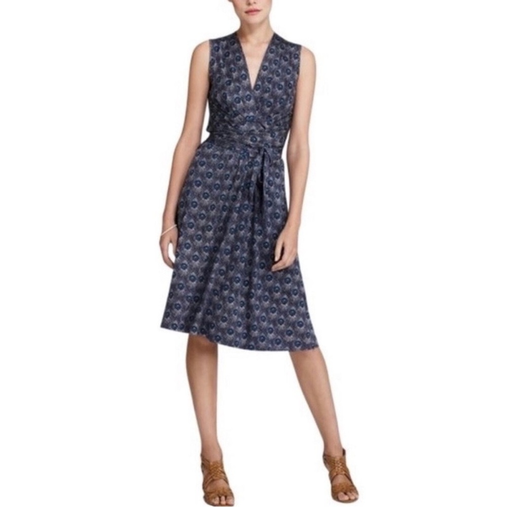 Tory Burch Theona Peacock Print Silk Wrap Dress